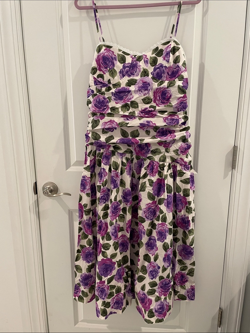 Anthropologie Maeve Brand NWT!!! Purple Floral Smocked Spaghetti Strap Dress - Picture 1 of 9